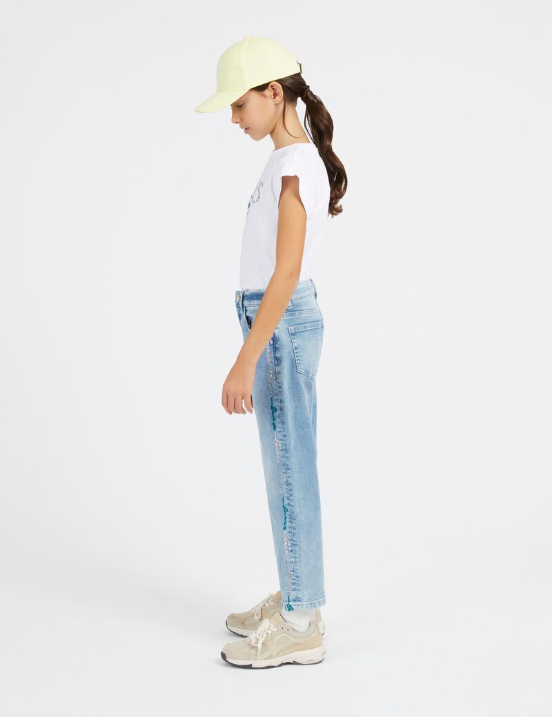 All over logo embroidery denim pant