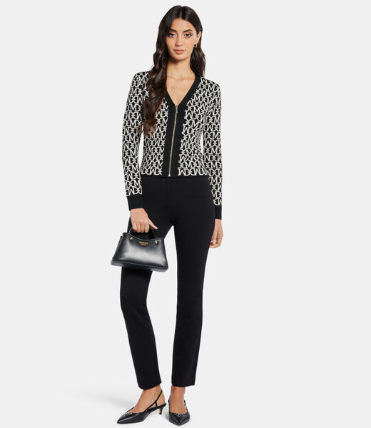 Allover jacquard long sleeve cardigan