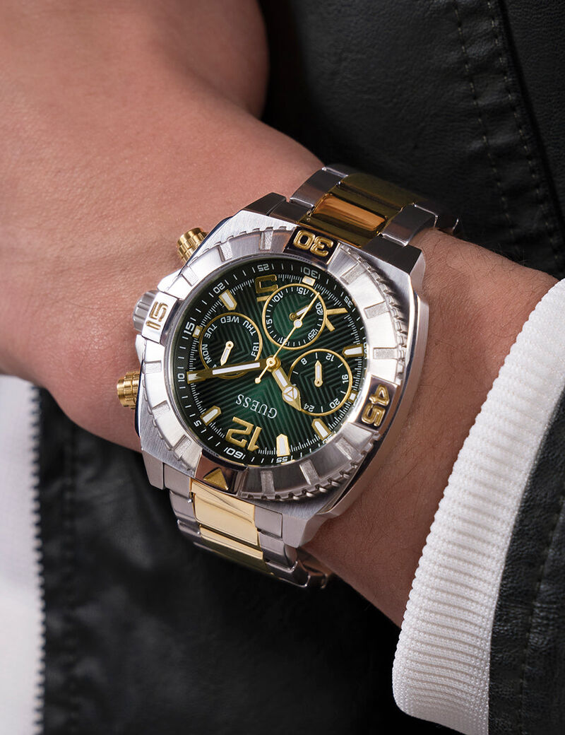 Mens 2-Tone Silver Tone Multi-function Watch
