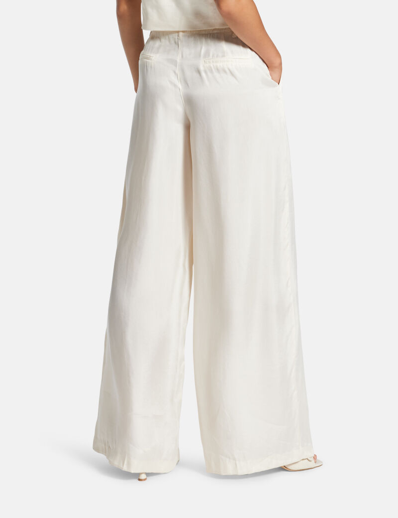 Twill wide leg pants