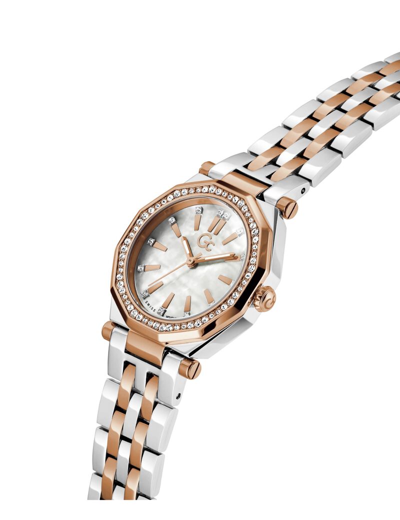Gc Specials Women S 763 Mvmt White Dail 10 Amt Silver Rose Gold Stainless Steel Brct