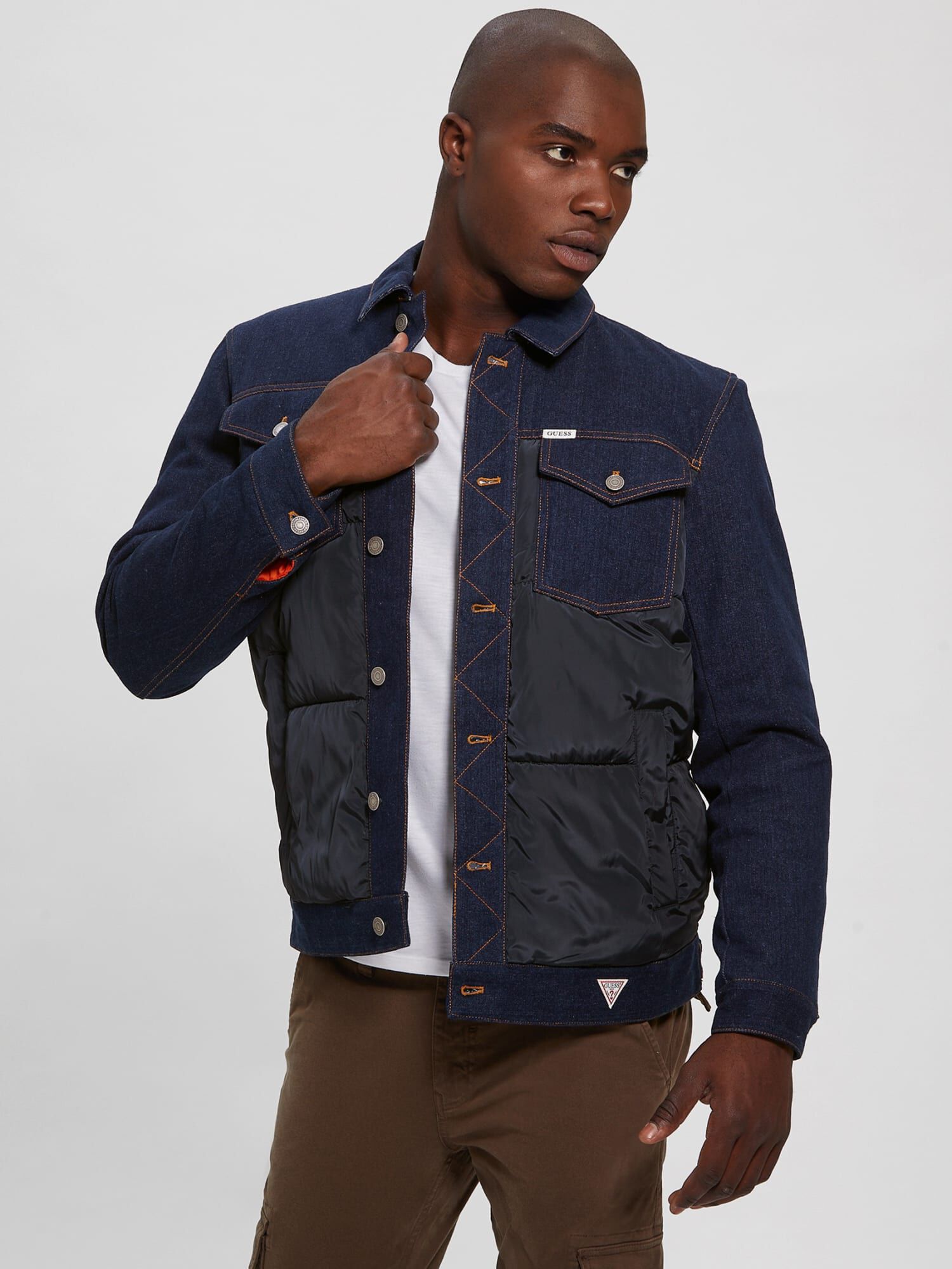 Shop GUESS Online Denim Puffer Jacket