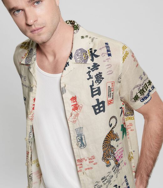 All over print linen shirt