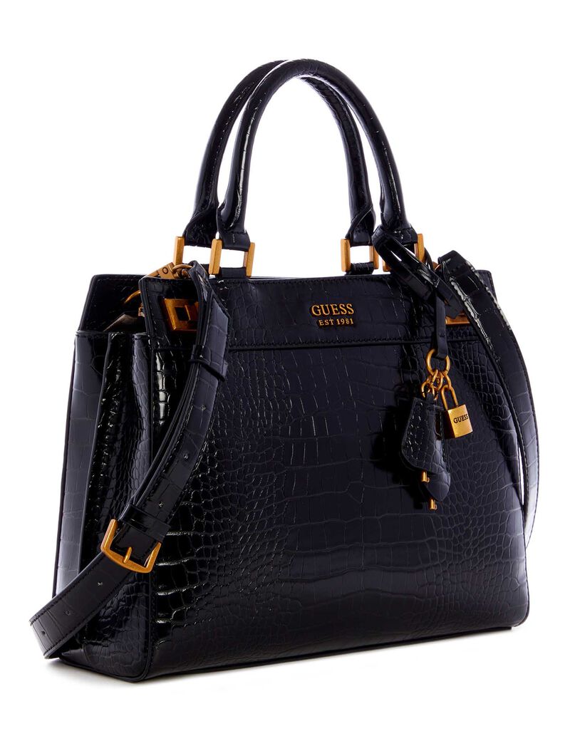 Guess Women's Katey Croc Luxury Satchel - Black