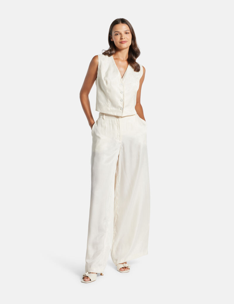 Twill wide leg pants