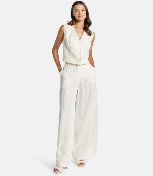Twill wide leg pants
