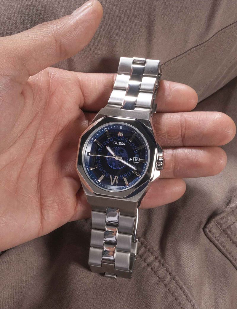 Silver-tone and Blue Watch