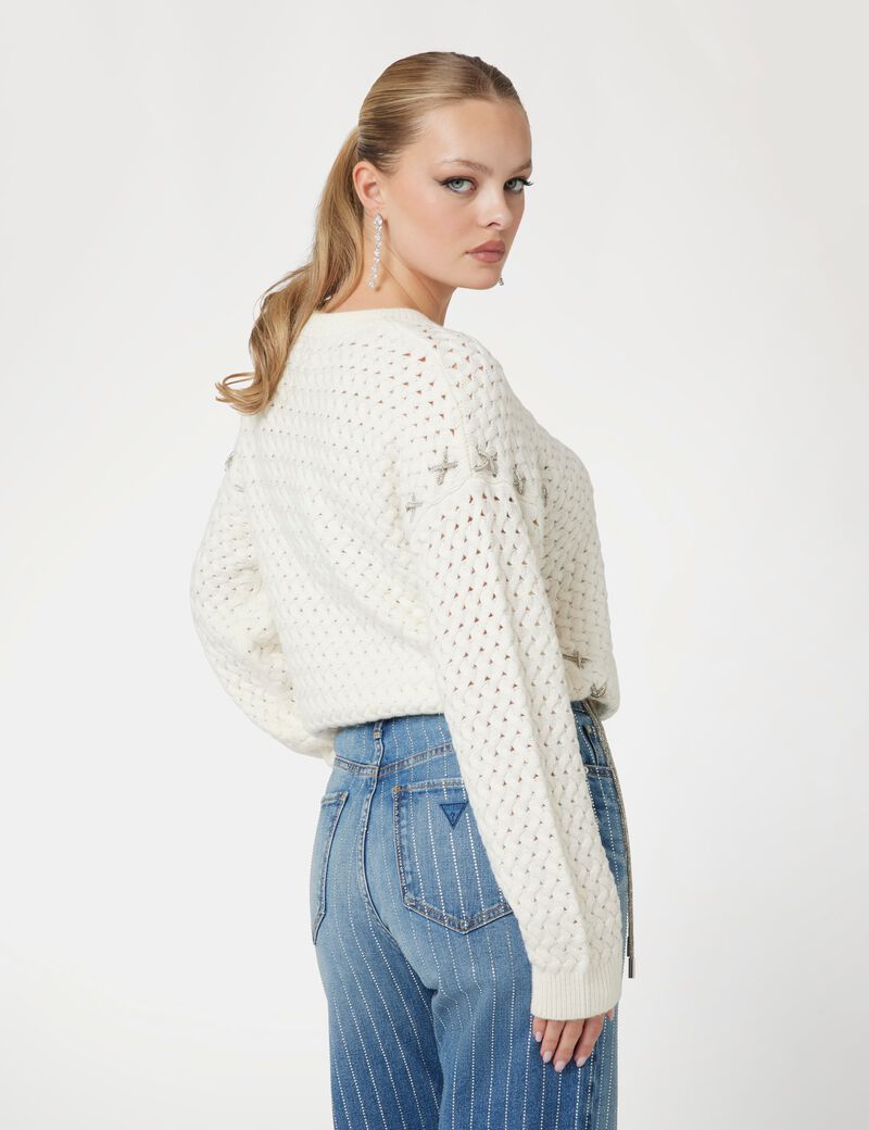 Wool-blend cable sweater