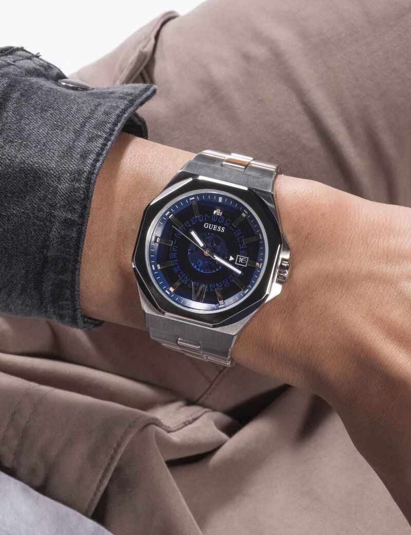 Silver-tone and Blue Watch
