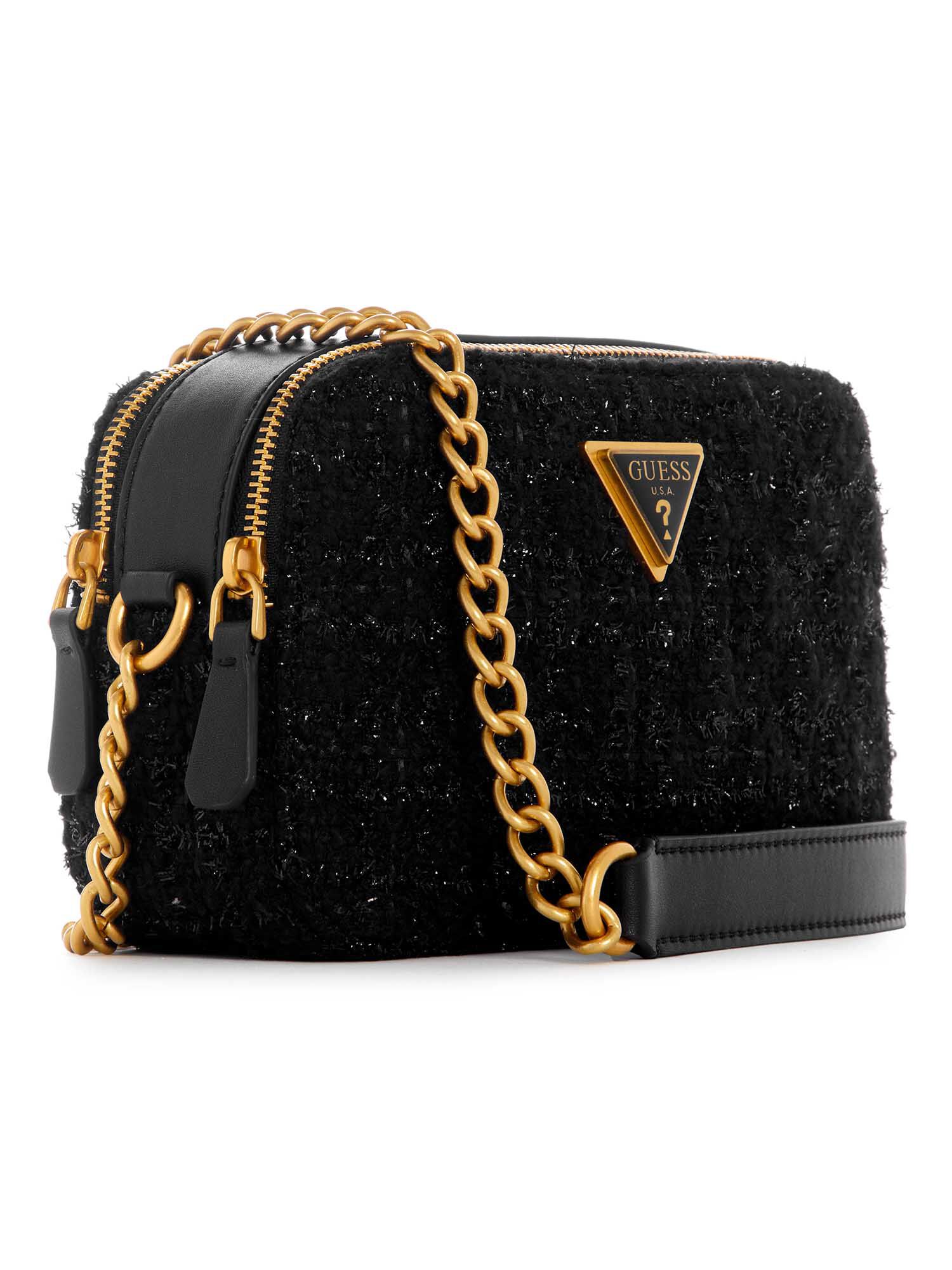 GUESS Giully Camera Bag – Schwarze Umhängetasche Im Gesteppten Design Mit Kette