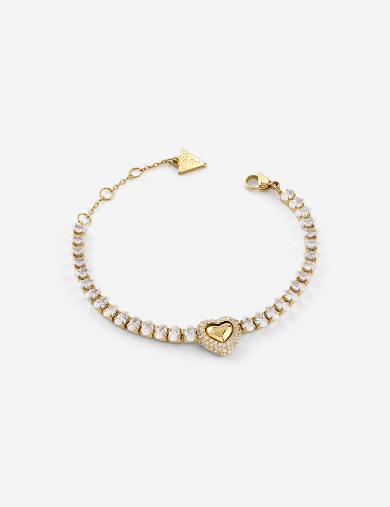 Pave heart tennis bracelet
