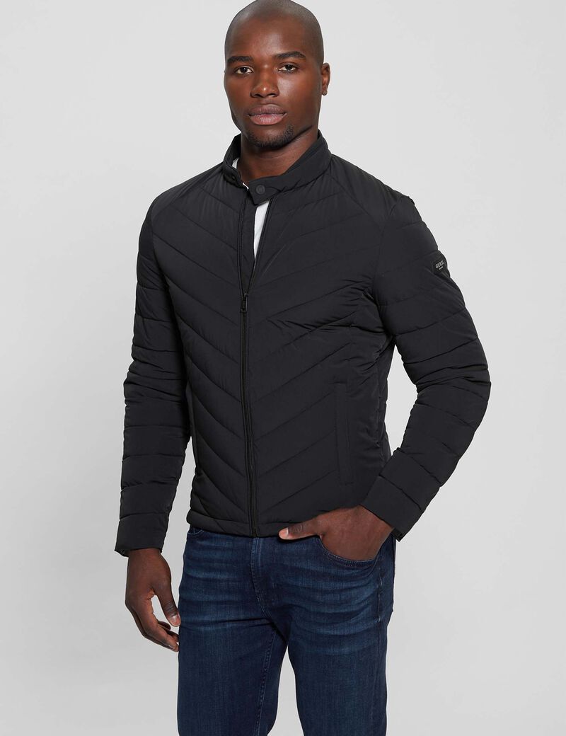 Stretch padded logo biker jacket