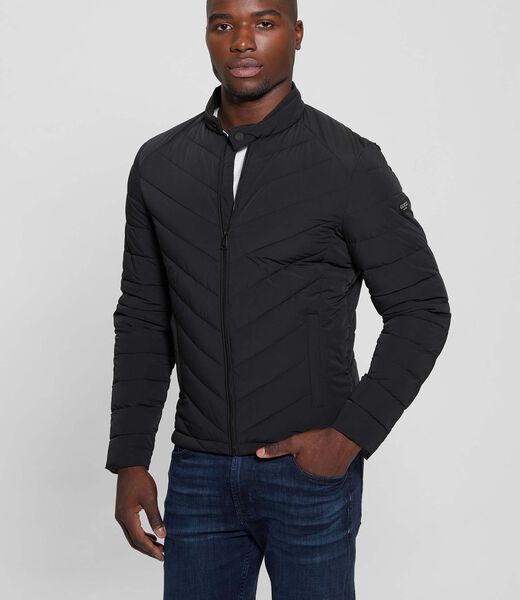 Stretch padded logo biker jacket