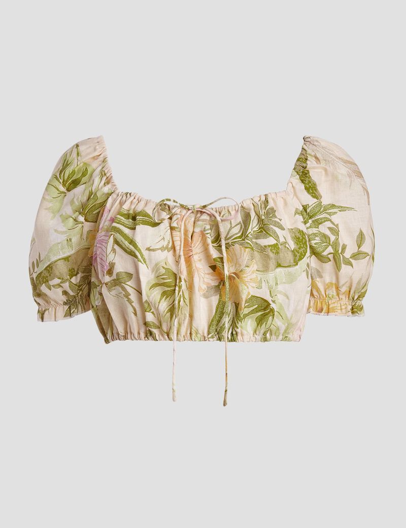Floral print linen top