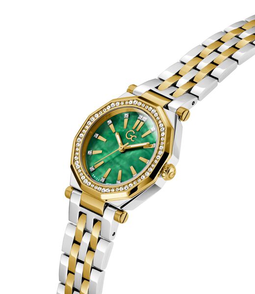 Gc Specials Women S 763 Mvmt Green Dail 10 Amt Silver Yellow Gold Stainless Steel Brct