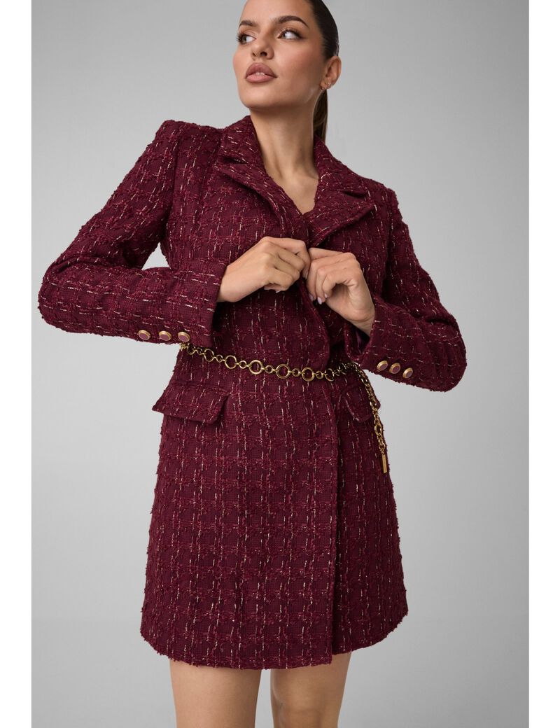 guess tweed blazer belted dress