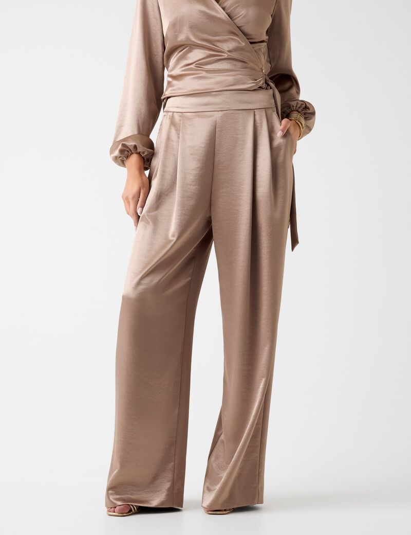 Satin wide leg pant