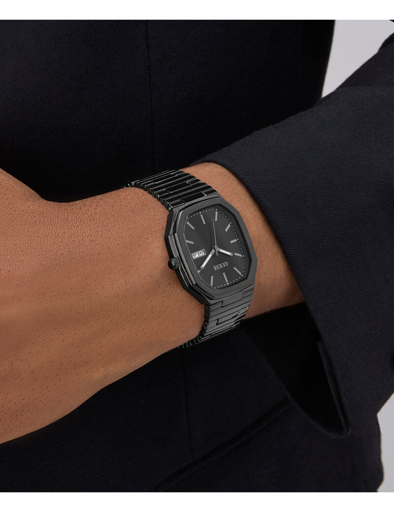 guess mens black date watch