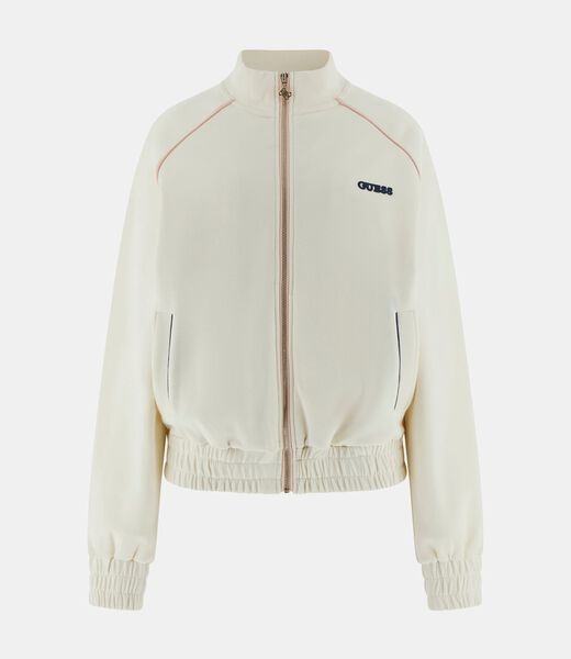 High neck full-zip sweater