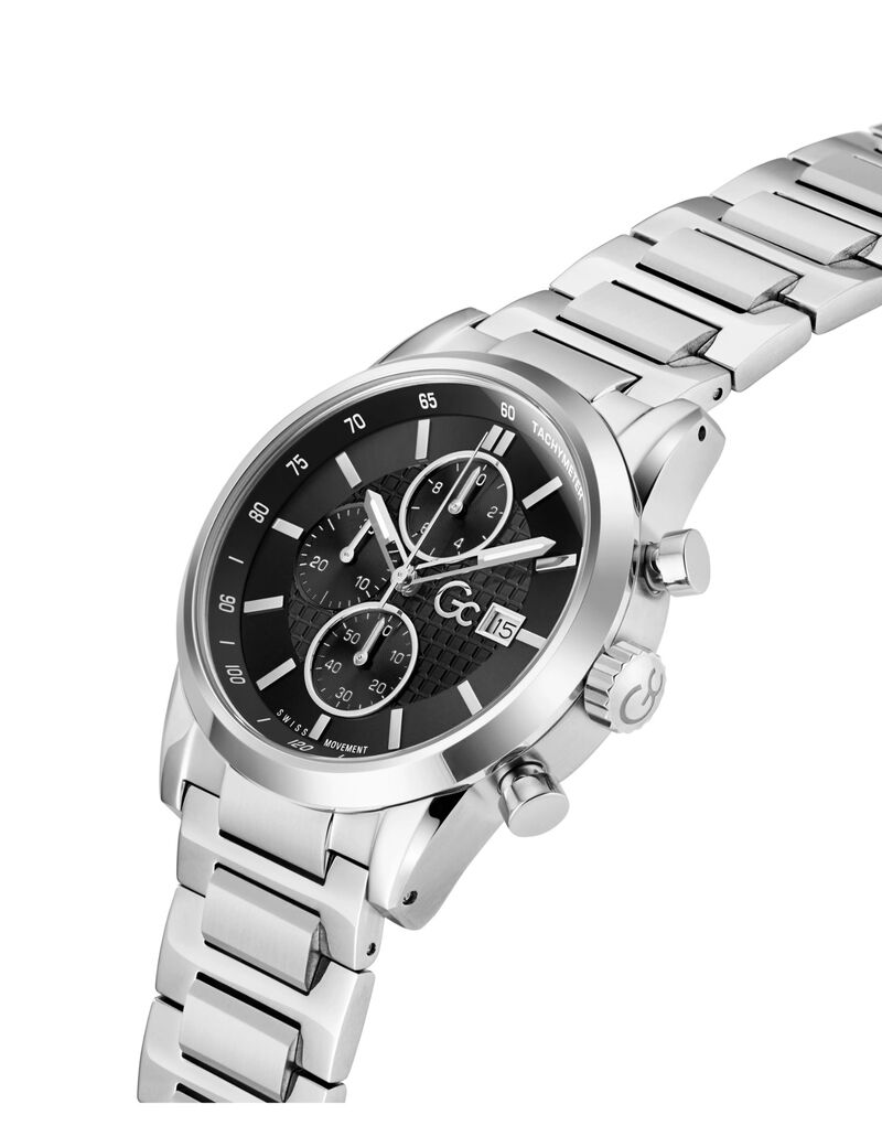 Gc Dress Men S 3540 D Mvmt Black Dail 10 Amt Silver Stainless Steel Brct