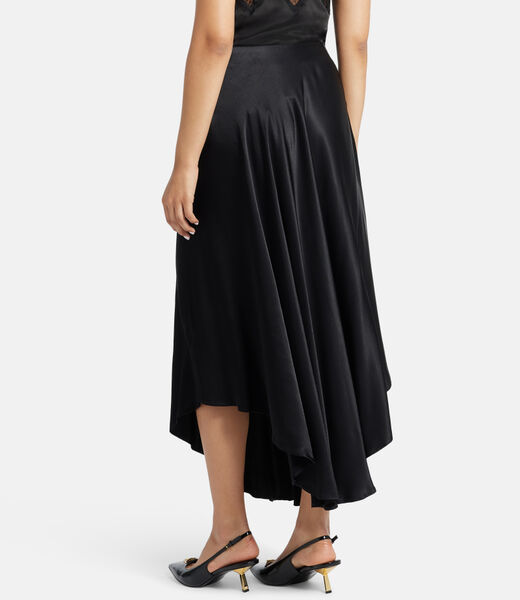 Flouncy long sateen skirt