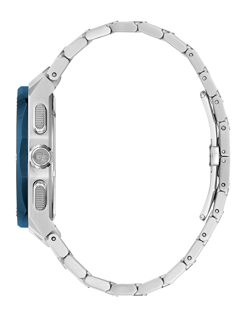 جيس swiss mvt p b silver case   bclt blue pvd bezel blue dial chrono  42mm sapphire coated mineral glass