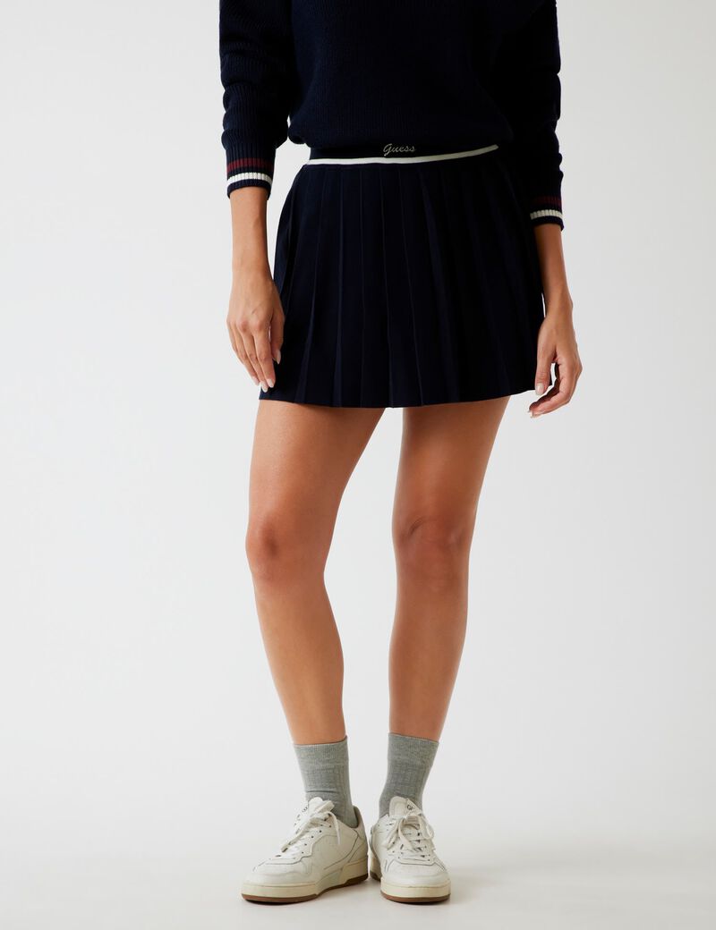 Wool-blend pleated mini skirt