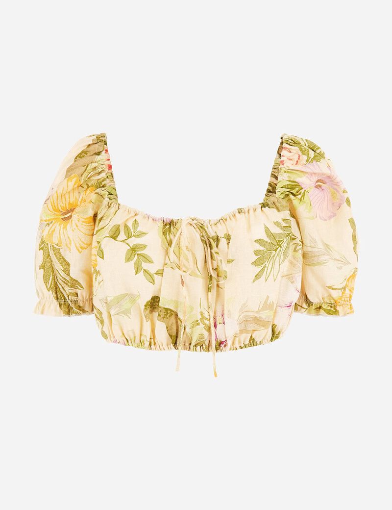 Floral print linen top