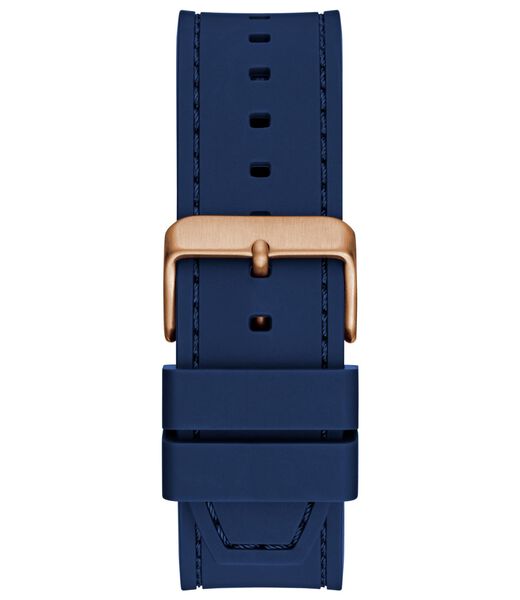 Mens Blue Rose Gold Tone Analog Watch