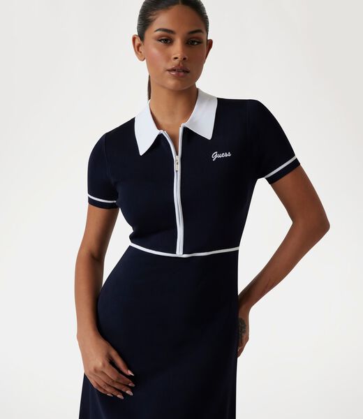 Fit-and-flare mini sweater dress