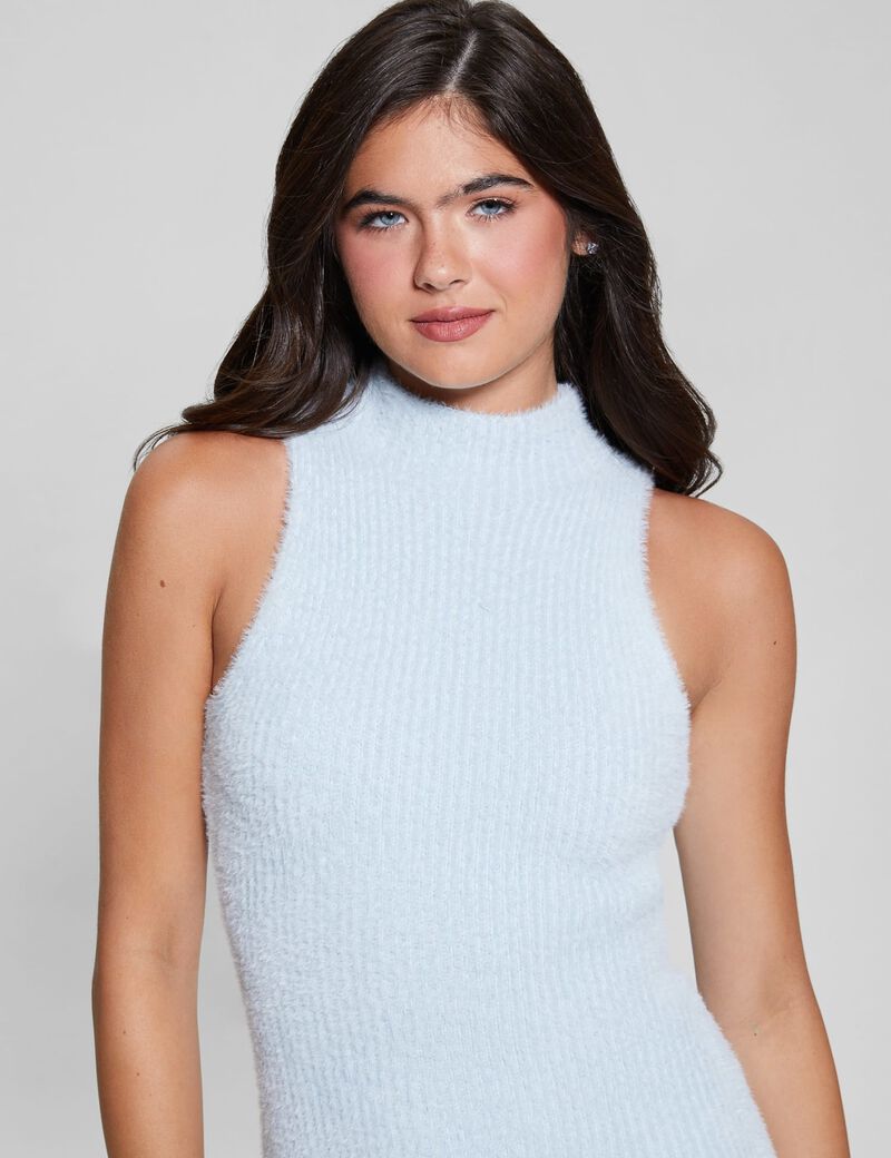 Rib knit sweater mini dress