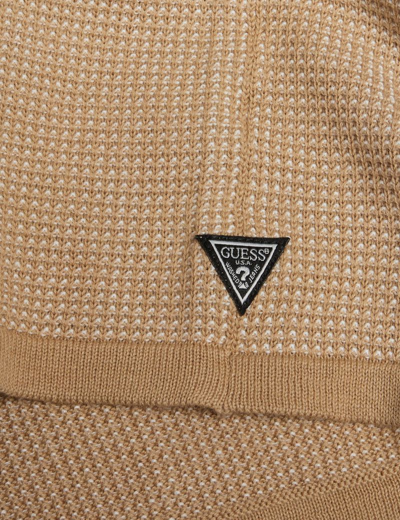 Textured button-through polo shirt