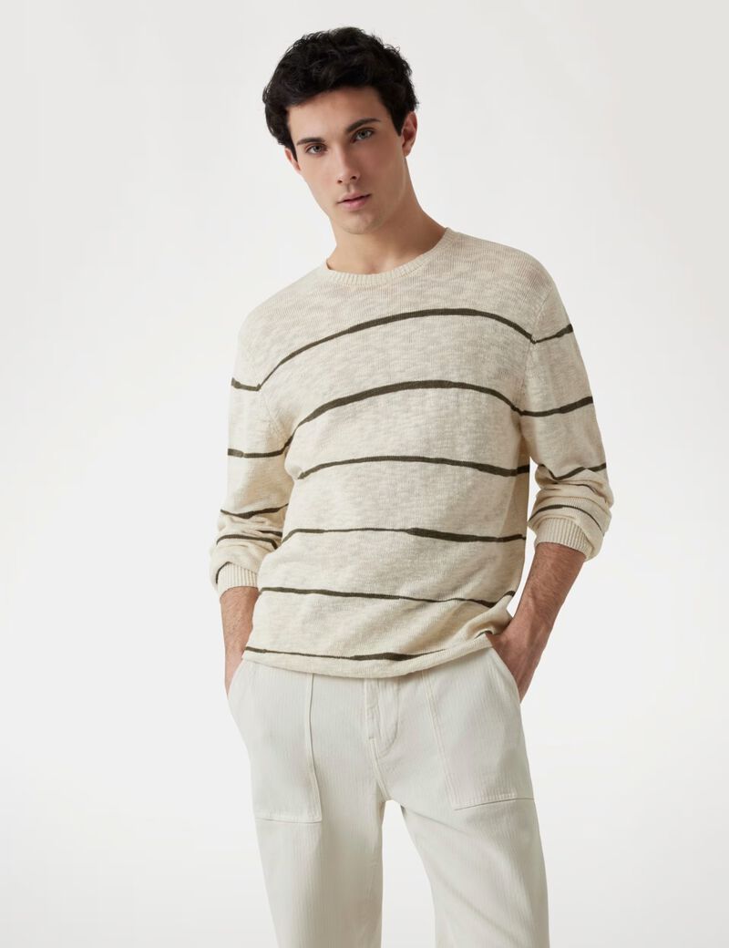 سترة مخططة من مزيج الكتان