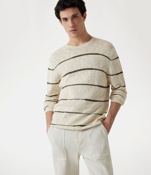Linen-blend striped sweater