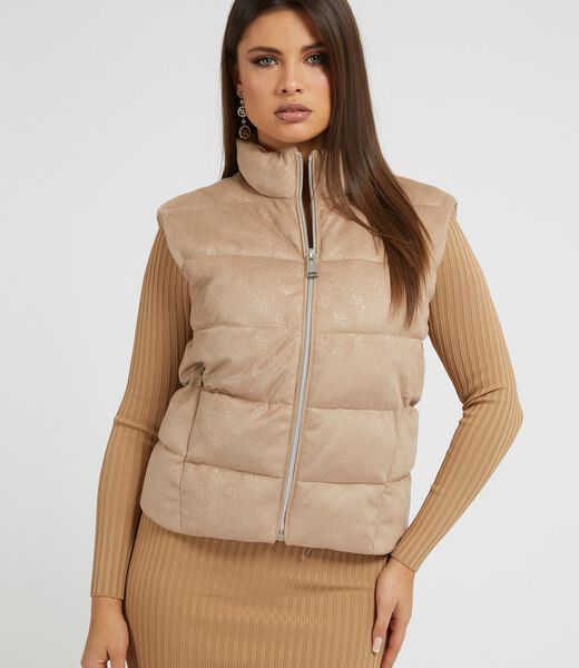 4G Logo Faux Suede Puffer Vest