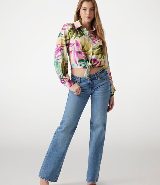 Cropped satin shirt