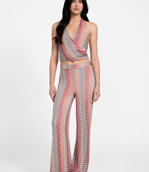 Striped wide-leg pants