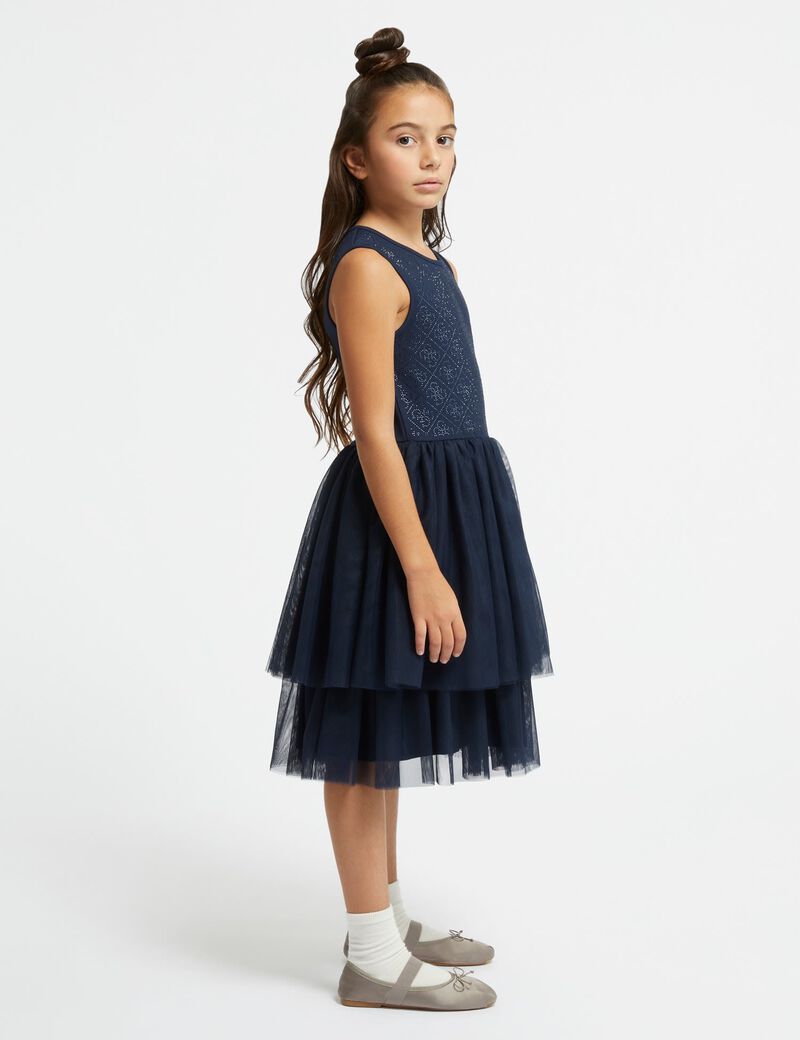 4G rhinestones logo dress