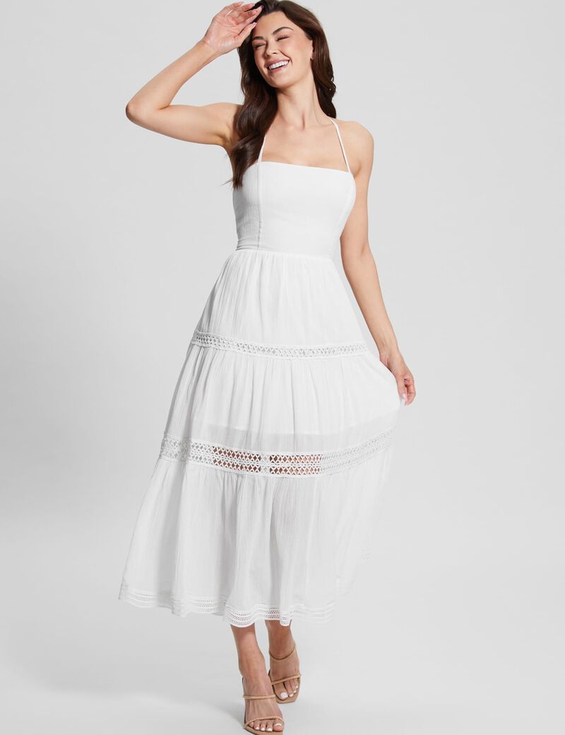 Lace up long dress