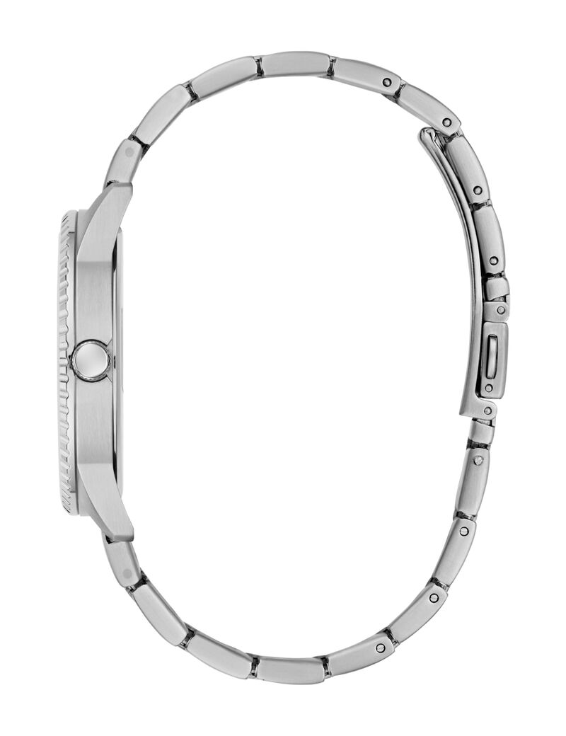 Mens Silver Tone Round Analog Watch