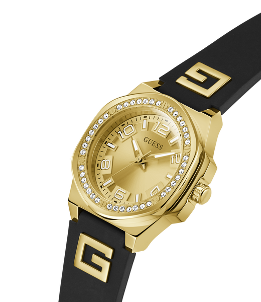 Ladies Black Gold Tone Analog Watch