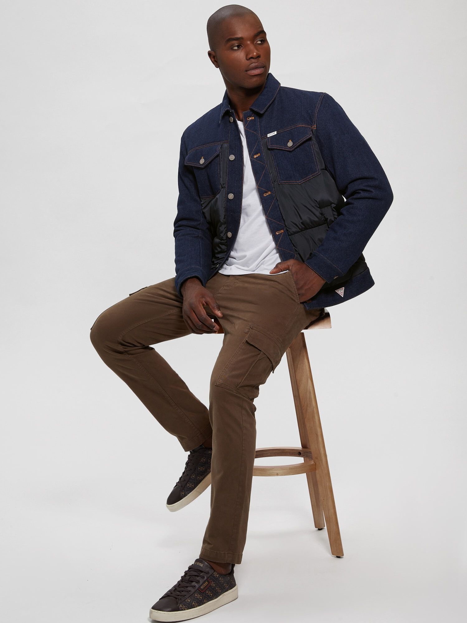 Shop GUESS Online Denim Puffer Jacket