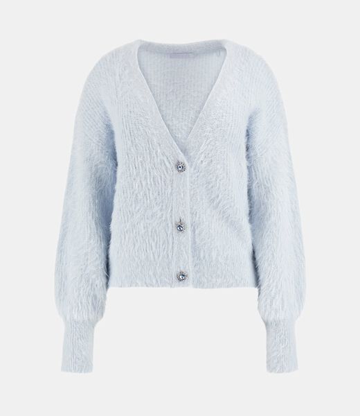 Fuzzy yarn cardigan