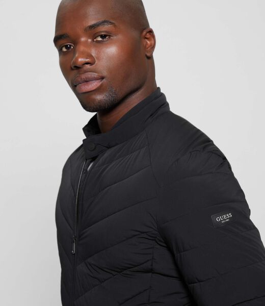 Stretch padded logo biker jacket