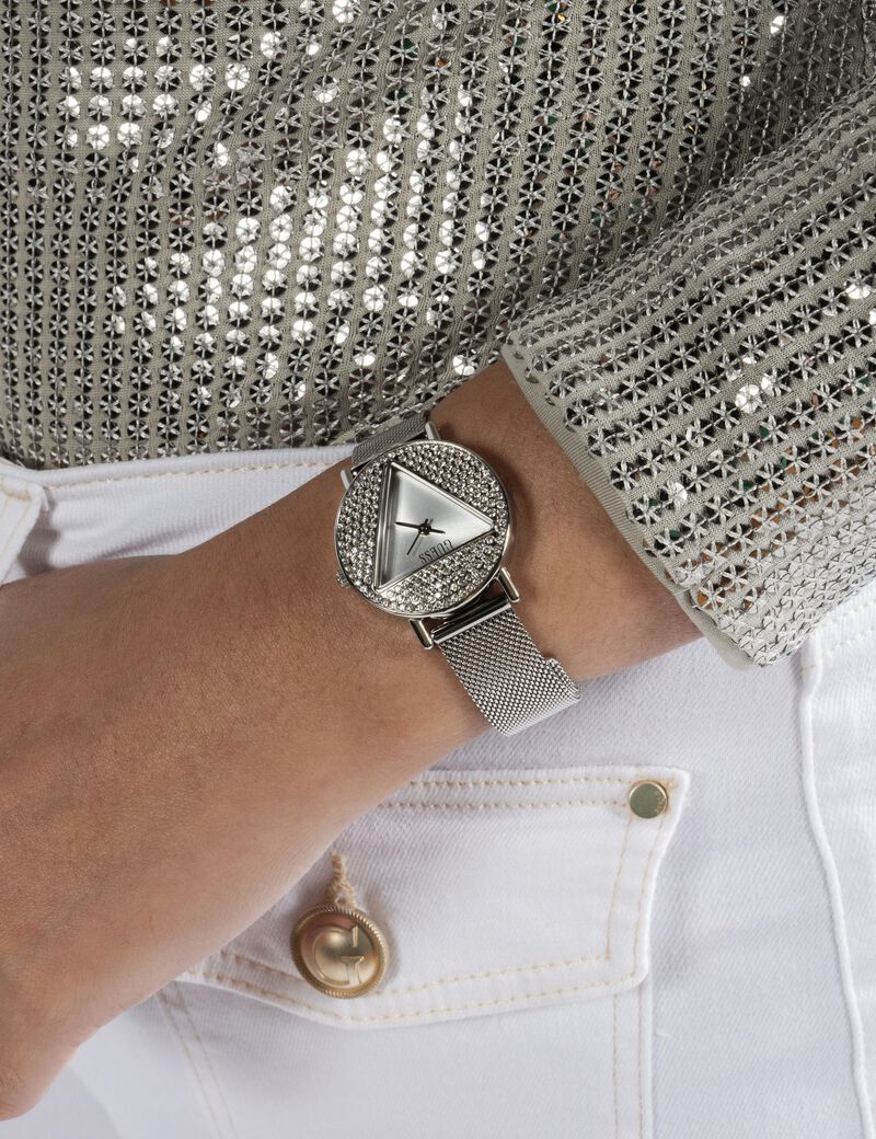 Silver Tone Quartz Analog Mesh Watch