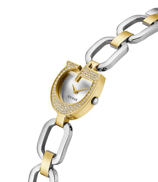 guess bejeweled women gia quartz analog 22 2 mm gld case 2 tone ss brt