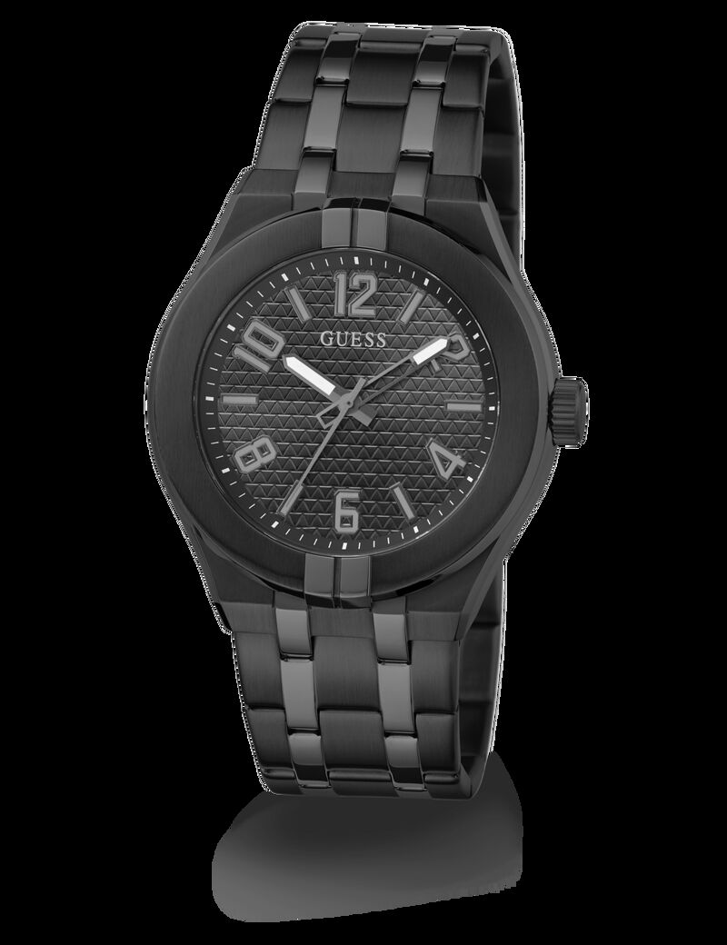 Black Quartz Analog Stainless Steel Watch