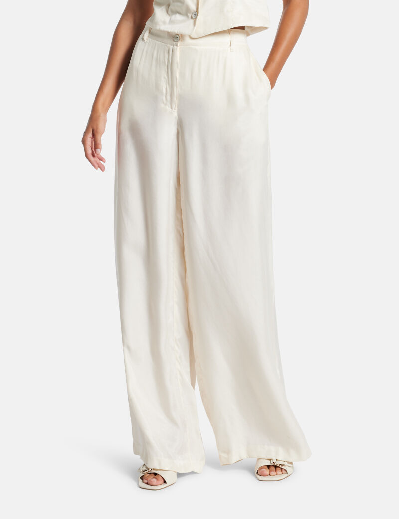 Twill wide leg pants