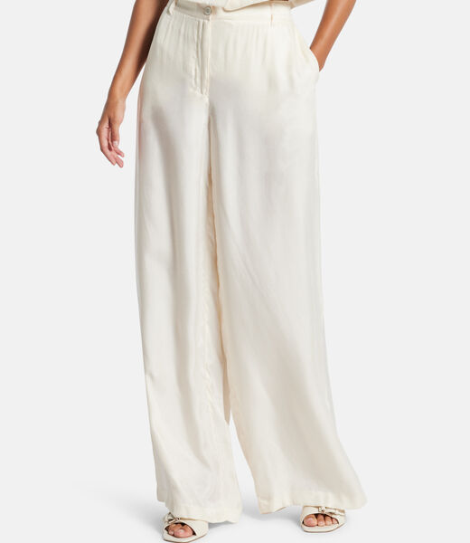 Twill wide leg pants