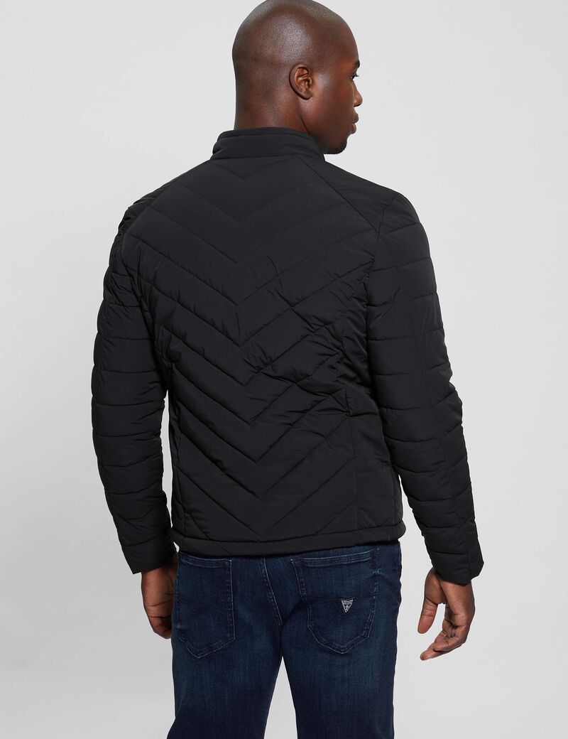 Stretch padded logo biker jacket